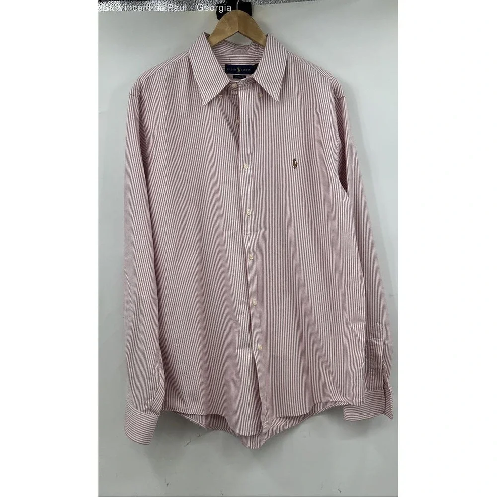 Ralph Lauren Long Sleeve Button Down Shirt Men's XL Pink Logo Preppy - Picture 2 of 8